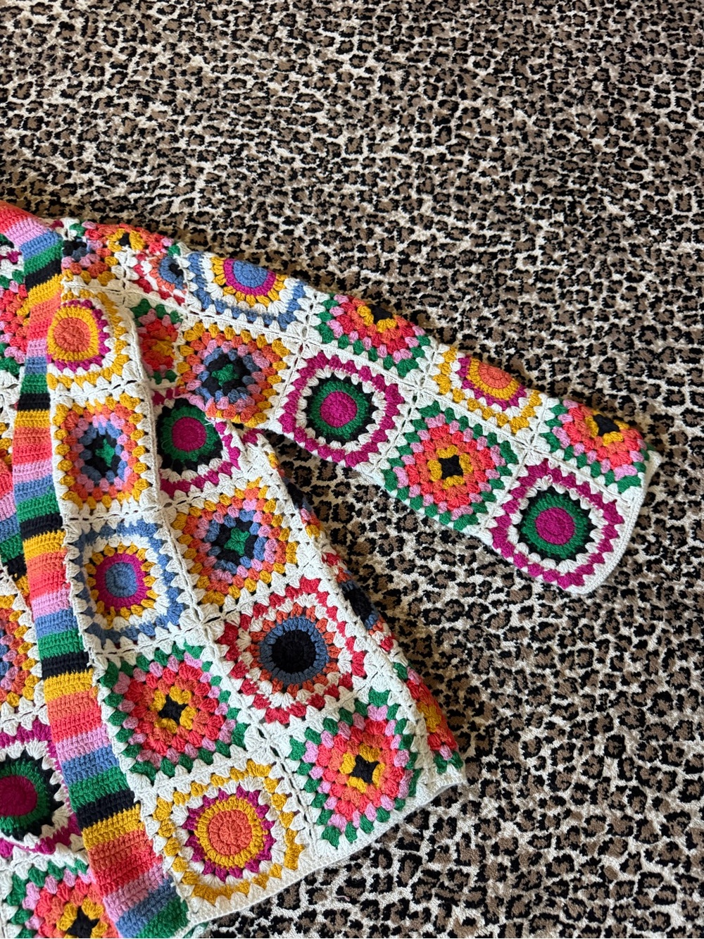 FARM Rio Multicolor Crochet Granny Square Jacket - Picture 4 of 6